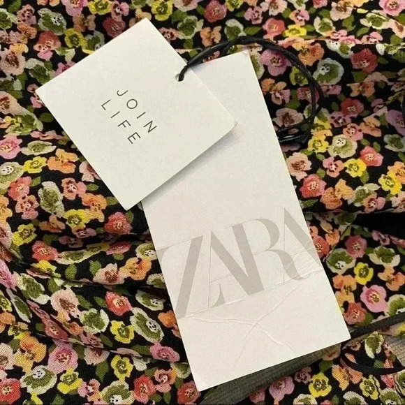 Zara Button Up Dizty Floral Print Long Sleeve Mini Dress Size Small - Picture 9 of 14